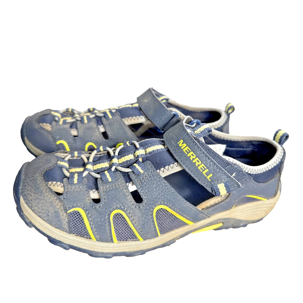 Merrell Hydro H2O Shoes Size 7 Big Kid Youth Blue Yellow Closed Toe Sandals GUC
